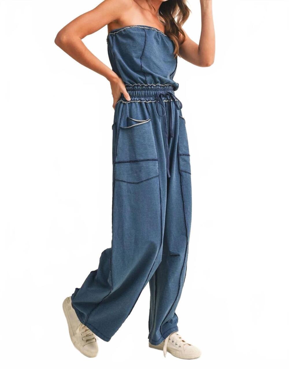 NEW KLESIS ashley tube jumpsuit in blue